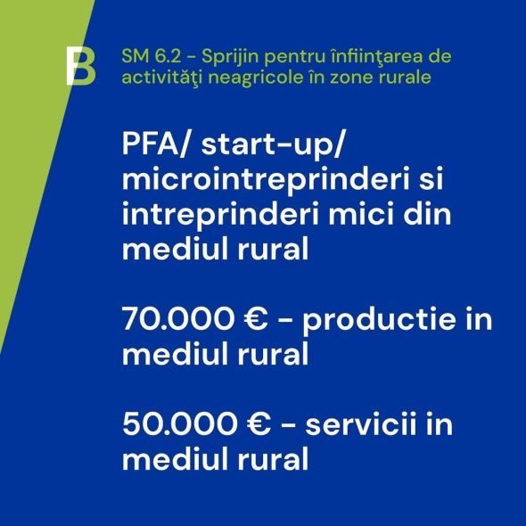 Submăsura 6.2 sprijină înființarea de activități neagricole în mediul rural.